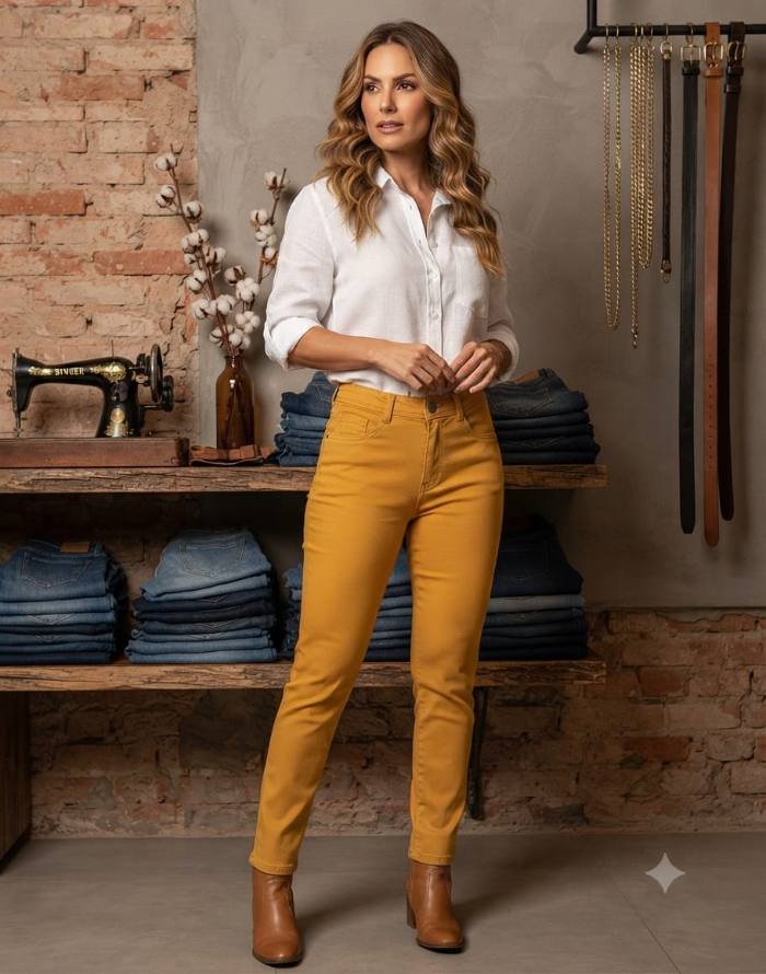 Calça Skinny Mostarda