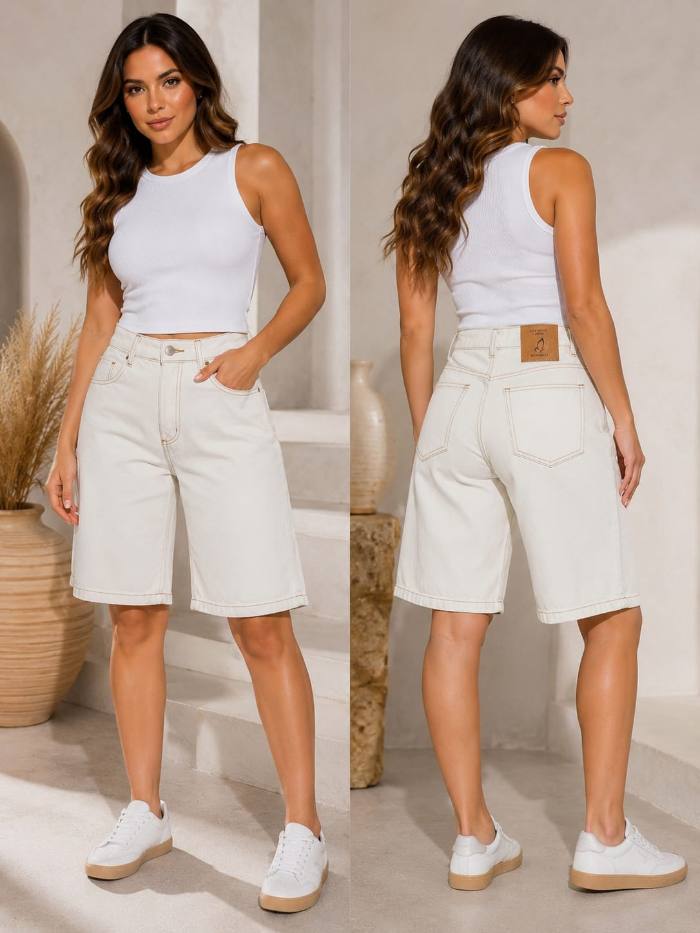 Conjunto Regata + Bermuda Jeans Claro