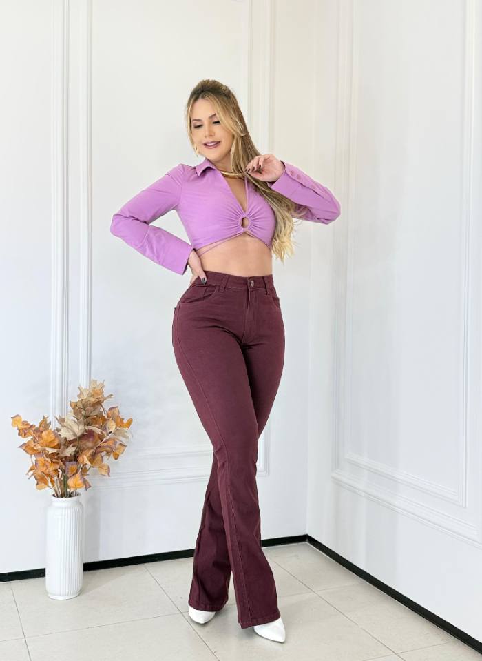 Calça Wide Leg Cinza